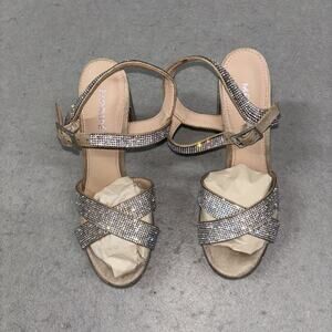 Maripe Shoes Womens Size 6 Crystal Block Heels Strappy Sandals Glitter Party Dre